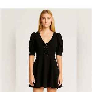 House of Harlow 1960 Black Lace-Up Mini Dress